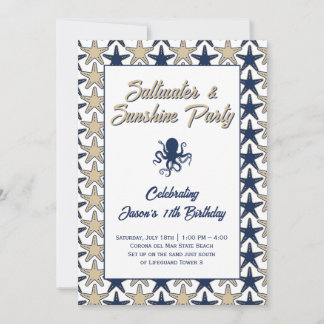 Saltwater and Sunshine Beach Birthday Party Invitation