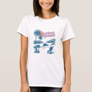 Saltwater and Sunshine Beach Vacation Retro T-Shirt