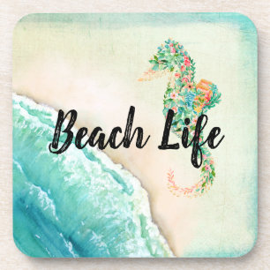 Saltwater Beach Life Seahorse Coaster