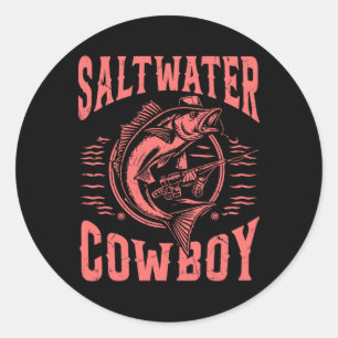 Saltwater Cowboy Fishing Classic Round Sticker