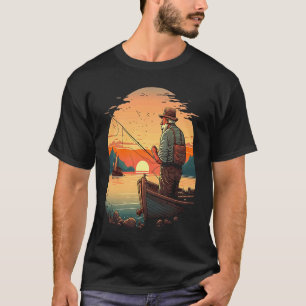Saltwater Fishing Trip Fisherman Fishing On Sunset T-Shirt