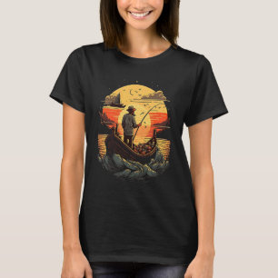 Saltwater Fishing Trip Fisherman Fishing On Sunset T-Shirt