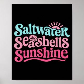 Saltwater Seashells Sunshine Retro Beach Summer Poster
