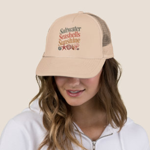 Saltwater Seashells Sunshine Summer Beach Vacation Trucker Hat