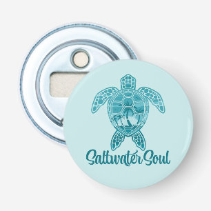 Saltwater Soul Tropical Sea Turtle with Palm Trees Bottle Opener
