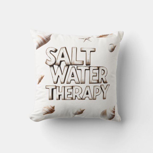 Saltwater Therapy Ocean Quote Summer Beach Design Cushion (Front)