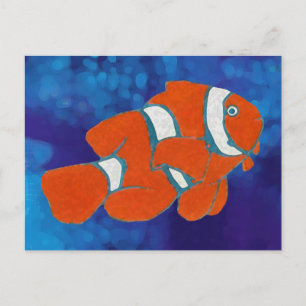 saltwater tropical clown fish postcard