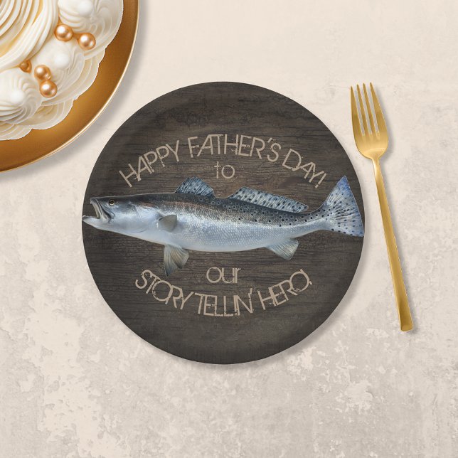 Saltwater Trout Fathers Day Hero Paper Plate (Creator Uploaded)