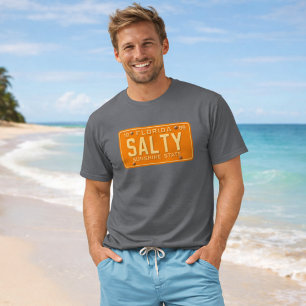 Salty 1969 - Retro Florida License Plate Graphic T-Shirt