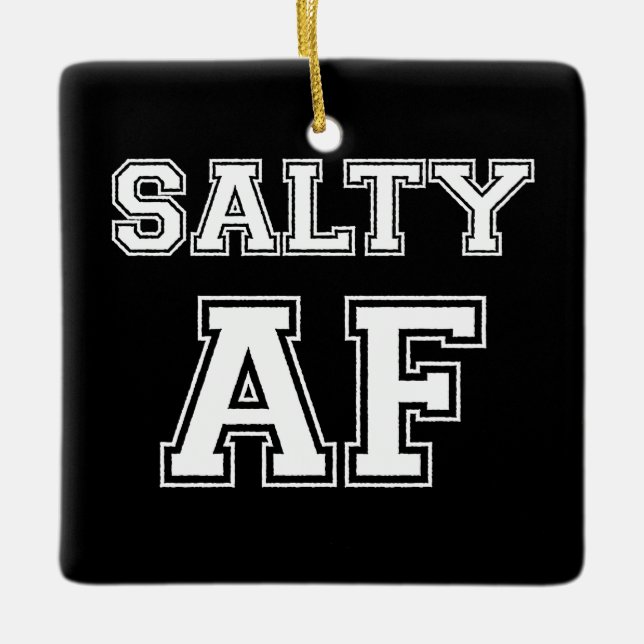 SALTY AF PING PONG BALL CERAMIC ORNAMENT (Front)