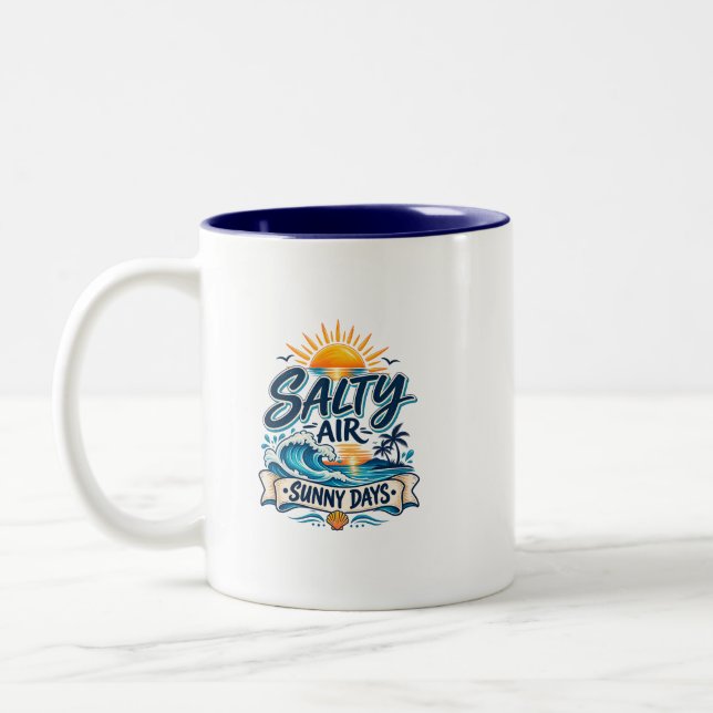 Salty Air Sunny Days Beach Coffee Mug (Left)