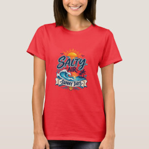 Salty Air Sunny Days Beach Summer Typography T-Shirt