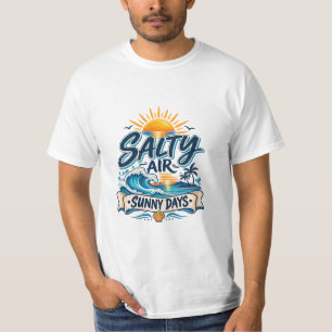 Salty Air Sunny Days Beach Summer Typography T-Shirt