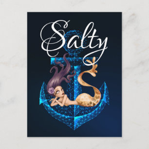 Salty ~ Anchor and Mermaid Sea Life Postcard