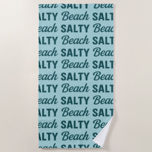 Salty Beach - Coastal Teal Sea Glass Graphic Print Beach Towel