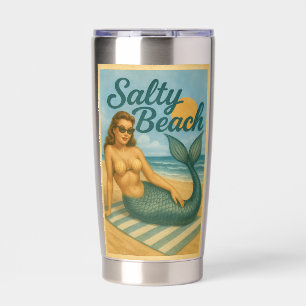 Salty Beach Pin-Up Mermaid Art Retro Coastal Life Insulated Tumbler