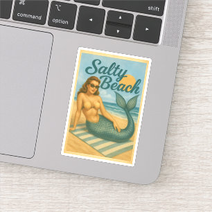 Salty Beach Pin-Up Mermaid -Retro Coastal Life Art
