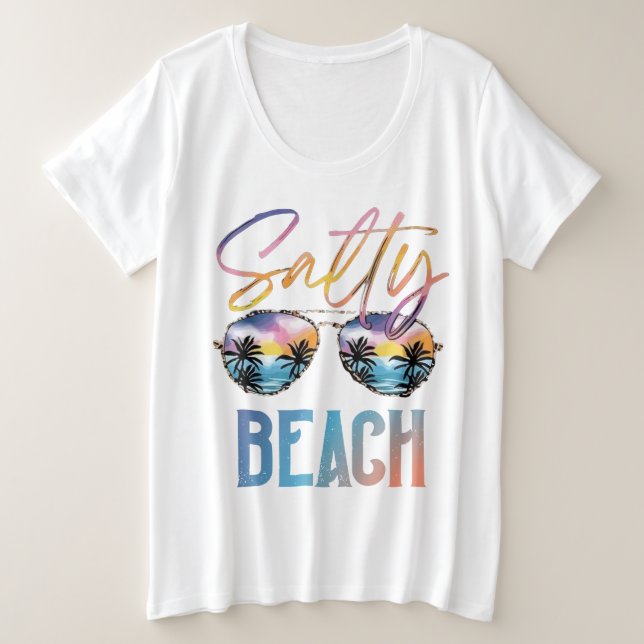 Salty Beach Plus Size T-Shirt (Design Front)