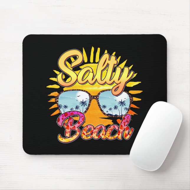 Salty Beach | Tropical Sun & Palm Tree Mouse Pad (With Mouse)