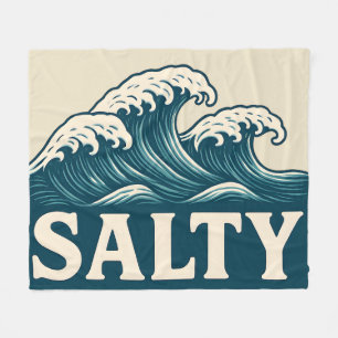 Salty Blue Surf Beach Waves Nautical Coastal Decor Fleece Blanket