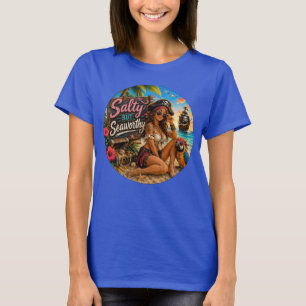 Salty But Seaworthy Funny Pirate Beach T-Shirt