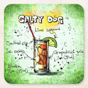 Salty Dog Drink Recipe Square Paper Coaster