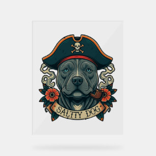 Salty Dog Pitbull Acrylic Sign