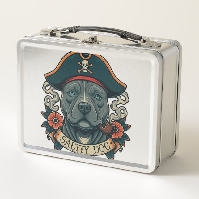 Salty Dog Pitbull Metal Lunch Box (Front)