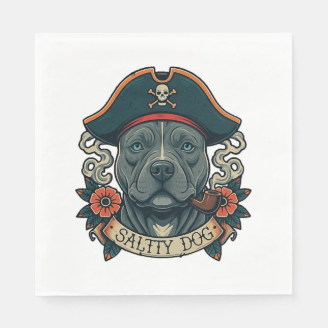 Salty Dog Pitbull Napkin (Front)