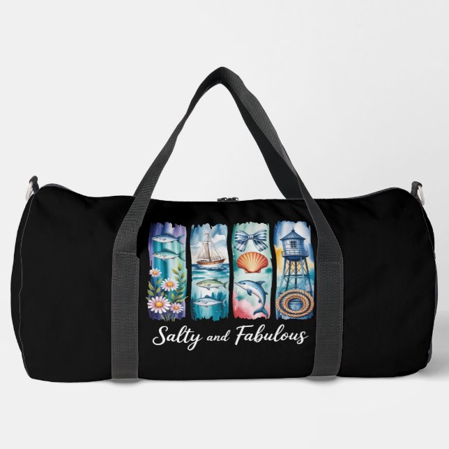 Salty Fabulous Nautical Ocean Elements Life Duffle Bag (Front)