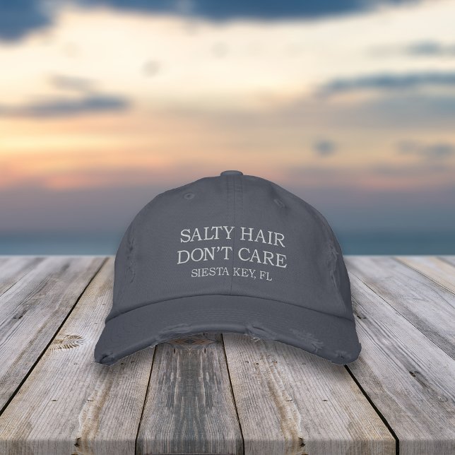 Salty Hair Don't Care | Your City or Beach Name Embroidered Hat (Creator Uploaded)