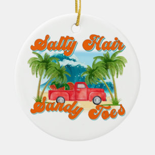 Salty Hair, Sandy Toes Tropical Island Ceramic Tree Decoration