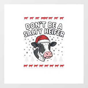 Salty Heifer Christmas Cow Funny Vintage Engraving