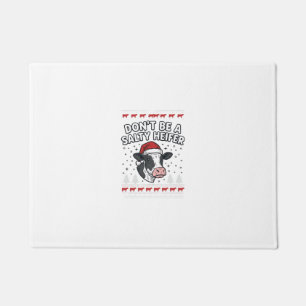 Salty Heifer Christmas Cow Funny Vintage Engraving Doormat