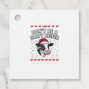 Salty Heifer Christmas Cow Funny Vintage Engraving Favour Tags