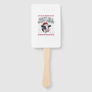 Salty Heifer Christmas Cow Funny Vintage Engraving Hand Fan