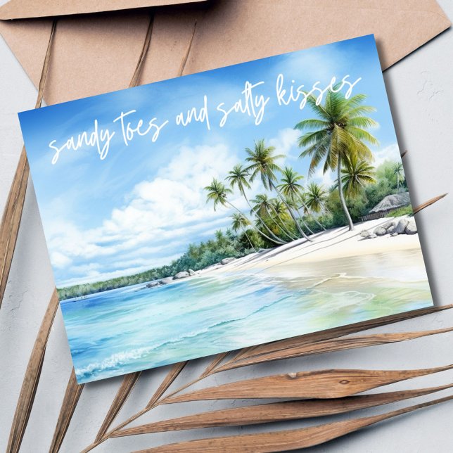 Salty Kisses Beach Wedding Save the Date  Announcement Postcard (Salty Kisses Beach Wedding Save the Date)
