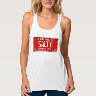 Salty Life 1969   Retro Florida License Plate Surf Singlet