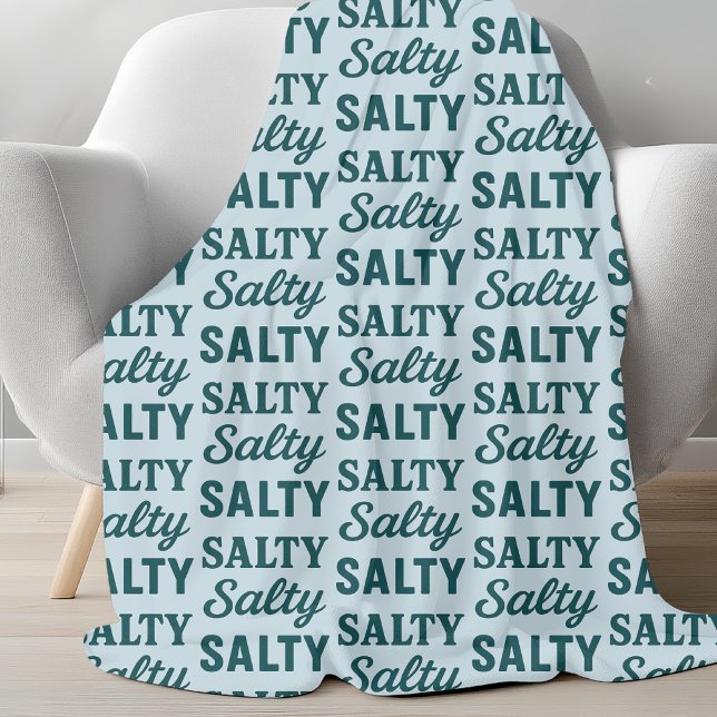 Salty Life | Coastal Teal Blue Graphic Beach Decor Fleece Blanket (Creator Uploaded)