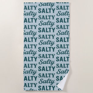 Salty Life Ocean Lover Teal Blue Graphic Print Beach Towel