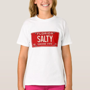 Salty Life Retro Florida License Plate Girls Surf T-Shirt