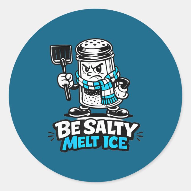 Salty Melt Ice Funny Winter Classic Round Sticker (Front)