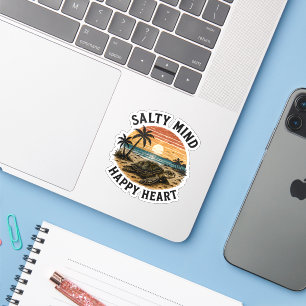 Salty Mind Sea Turtle Beach Sunset Art Design