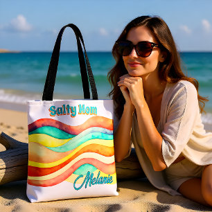 Salty Mom Beach Summer Style Tote Bag