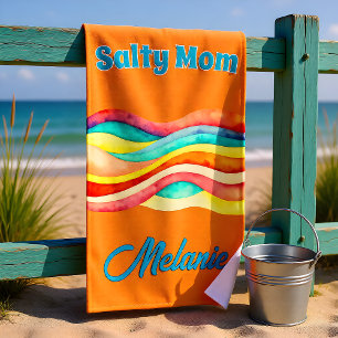 Salty Mom Coastal Summer Vibes Beach Towel