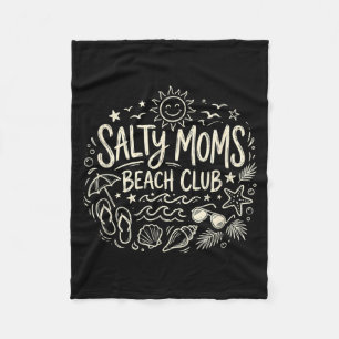 Salty Moms Beach Club Humourous Mothers Coastal Fleece Blanket