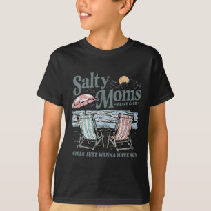 Salty Moms Beach Club Retro Vacation Coastal Vibes T-Shirt