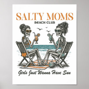 Salty Moms Beach Club Summer Vacation Beach Holida Poster