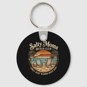 Salty Moms Beach Club Summer Vacation Holiday Key Ring