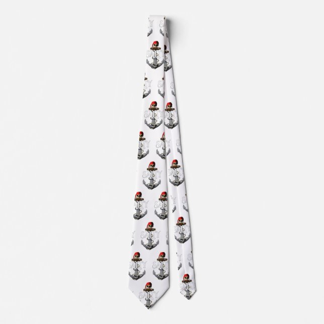 Salty Pirate Skull And Anchor Tie (Front)
